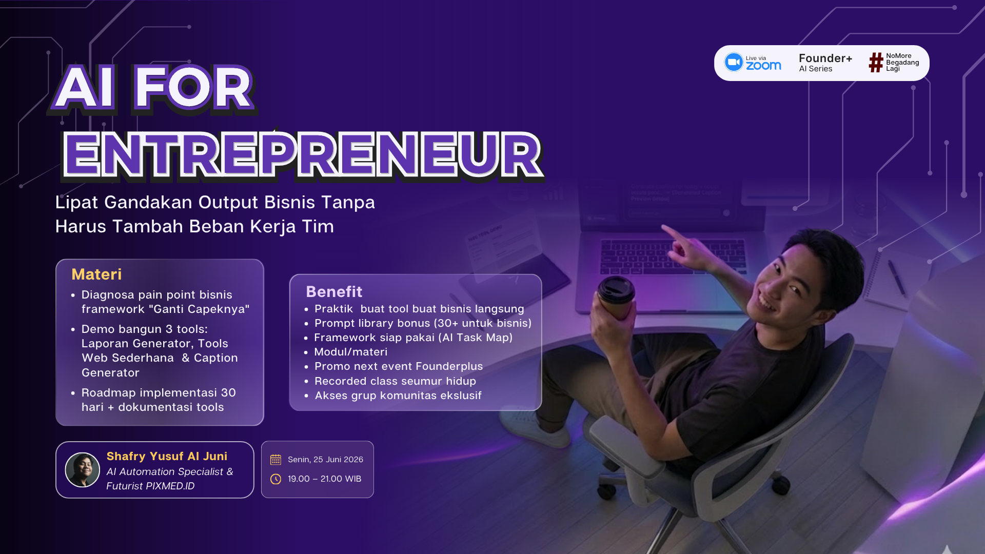 Materi kursus online [LIVE RECORDED CLASS] AI for Entrepreneur: Prompt Kuat, Asisten Pribadi, dan Otomasi Bisnis